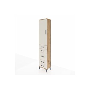 Arges Dolap 3 Raflı 5 Çekmeceli Tek Kapaklı 44x30x221 Çam-aytaşı
