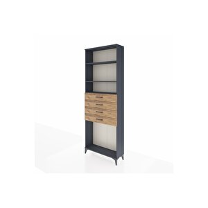 Arges Dolap 3 Raflı 4 Çekmeceli 88x30x243 Antrasit-çam