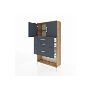 Arges Dolap 2 Raflı 3 Çekmeceli 2 Kapaklı 88x30x163 Çam-antrasit