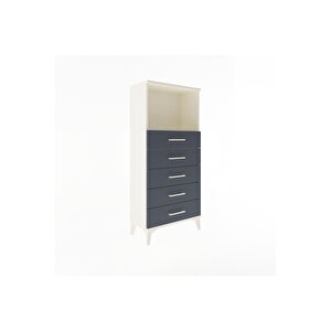 Arges Dolap Tek Raflı 5 Çekmeceli 60x30x134 Aytaşı-antrasit