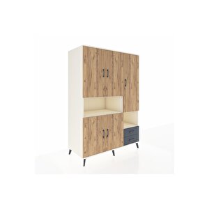 Kronos Dolap 10 Raflı 2 Çekmeceli 5 Kapaklı 132x59x195 Aytaşı-çam/antrasit