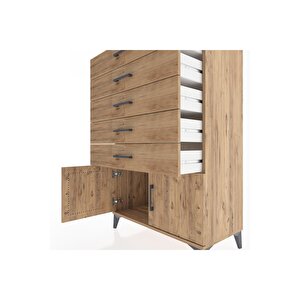 Hyperion Dolap 5 Çekmeceli 2 Kapaklı 88x44x134 Çam-çam