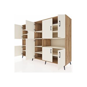 Kronos Dolap 14 Raflı 10 Kapaklı 220x59x163 Çam-aytaşı