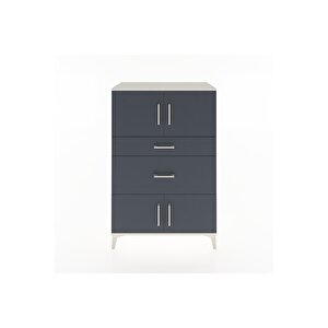 Hyperion Dolap Tek Raflı 2 Çekmeceli 4 Kapaklı 88x44x134 Aytaşı-antrasit