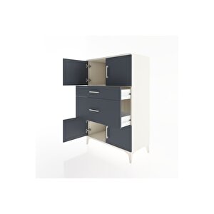 Hyperion Dolap Tek Raflı 2 Çekmeceli 4 Kapaklı 88x44x134 Aytaşı-antrasit