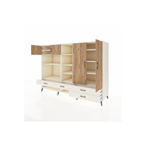 Kronos Dolap 12 Raflı 4 Çekmeceli 4 Kapaklı 220x59x163 Aytaşı-çam/aytaşı