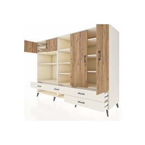Kronos Dolap 12 Raflı 4 Çekmeceli 4 Kapaklı 220x59x163 Aytaşı-çam/aytaşı