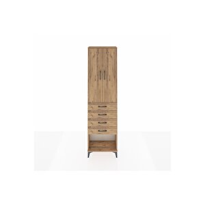 Arges Dolap 2 Raflı 4 Çekmeceli Tek Askılı 60x30x221 Çam-çam