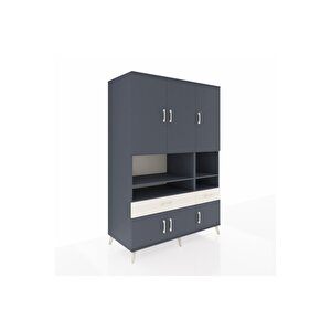 Kronos Dolap 8 Raflı 2 Çekmeceli 6 Kapaklı 132x59x195 Antrasit-antrasit/aytaşı
