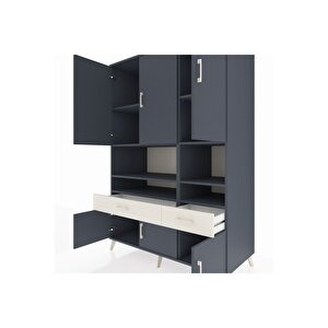 Kronos Dolap 8 Raflı 2 Çekmeceli 6 Kapaklı 132x59x195 Antrasit-antrasit/aytaşı