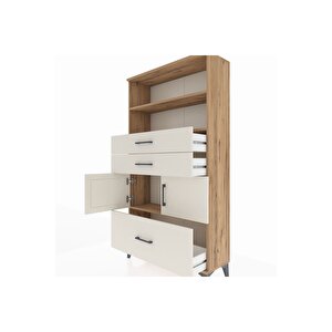 Arges Dolap 3 Raflı 3 Çekmeceli 2 Kapaklı 88x30x163 Çam-aytaşı