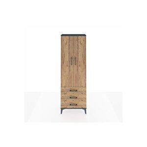 Arges Dolap 4 Raflı 3 Çekmeceli 2 Kapaklı 60x30x182 Antrasit-çam