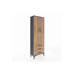 Arges Dolap 4 Raflı 3 Çekmeceli 2 Kapaklı 60x30x182 Antrasit-çam
