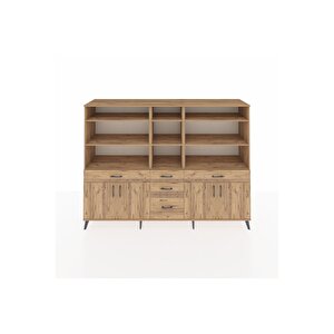 Hyperion Dolap 11 Raflı 5 Çekmeceli 4 Kapaklı 220x44x163 Çam-çam