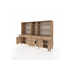 Hyperion Dolap 11 Raflı 5 Çekmeceli 4 Kapaklı 220x44x163 Çam-çam