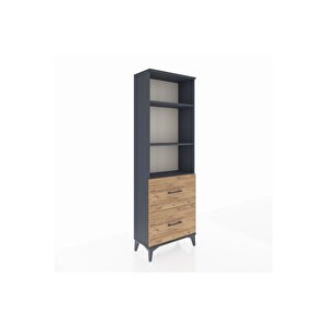 Arges Dolap 3 Raflı 2 Çekmeceli 60x30x182 Antrasit-çam