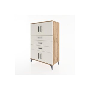 Hyperion Dolap Tek Raflı 3 Çekmeceli 4 Kapaklı 88x44x134 Çam-aytaşı