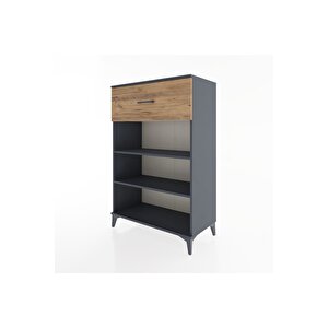 Hyperion Dolap 2 Raflı Tek Çekmeceli 88x44x134 Antrasit-çam
