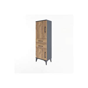 Arges Dolap 2 Raflı 2 Çekmeceli 2 Kapaklı 44x30x134 Antrasit-çam