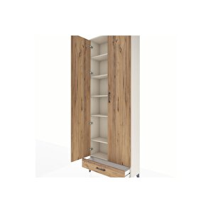 Arges Dolap 6 Raflı Tek Çekmeceli 2 Kapaklı 88x30x243 Aytaşı-çam