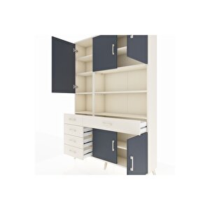 Arges Dolap 9 Raflı 5 Çekmeceli 5 Kapaklı 132x30x195 Aytaşı-antrasit/aytaşı