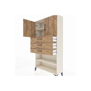 Arges Dolap 3 Raflı 3 Çekmeceli 2 Kapaklı 88x30x163 Aytaşı-çam