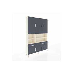 Arges Gardrop 8 Raflı 2 Çekmeceli 6 Kapaklı 132x30x195 Aytaşı-antrasit