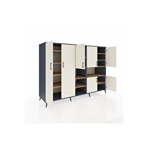 Kronos Dolap 13 Raflı 7 Kapaklı 220x59x163 Antrasit-aytaşı/çam