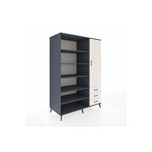 Kronos Dolap 9 Raflı 3 Çekmeceli Tek Kapaklı  132x59x195 Antrasit-aytaşı/aytaşı