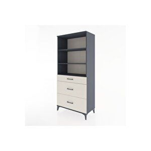 Hyperion Dolap 3 Raflı 3 Çekmeceli 88x44x195 Antrasit-aytaşı