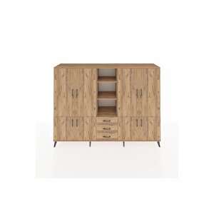 Hyperion Dolap 11 Raflı 3 Çekmeceli 8 Kapaklı 220x44x163 Çam-çam