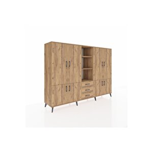Hyperion Dolap 11 Raflı 3 Çekmeceli 8 Kapaklı 220x44x163 Çam-çam