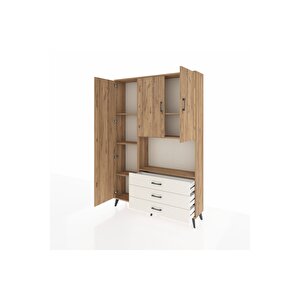 Arges Dolap 6 Raflı 3 Çekmeceli 3 Kapaklı 132x30x195 Çam-çam/aytaşı