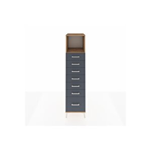 Kronos Dolap Tek Raflı 7 Çekmeceli 44x59x182 Çam-antrasit