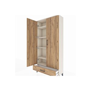 Arges Dolap 5 Raflı Tek Çekmeceli 2 Kapaklı 88x30x182 Aytaşı-çam