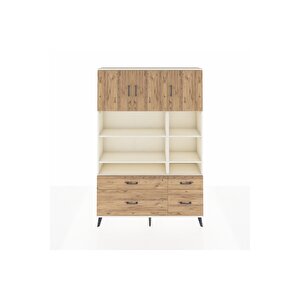 Arges Gardrop 10 Raflı 4 Çekmeceli 3 Kapaklı 132x30x195 Aytaşı-çam