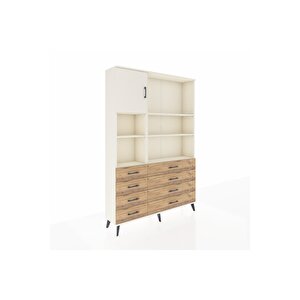 Arges Dolap 7 Raflı 8 Çekmeceli Tek Kapaklı  132x30x195 Aytaşı-aytaşı/çam