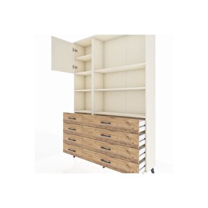 Arges Dolap 7 Raflı 8 Çekmeceli Tek Kapaklı  132x30x195 Aytaşı-aytaşı/çam