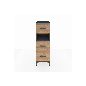 Kronos Dolap Tek Raflı 3 Çekmeceli 44x59x134 Antrasit-çam