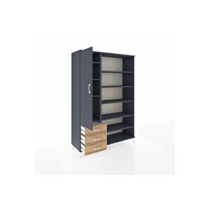 Hyperion Dolap 9 Raflı 3 Çekmeceli 3 Kapaklı 132x44x195 Antrasit-antrasit/çam