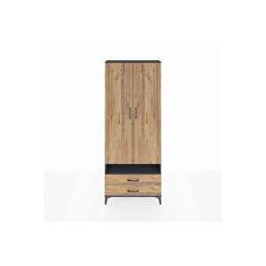 Arges Dolap 3 Raflı 2 Çekmeceli Tek Askılı 88x30x221 Antrasit-çam