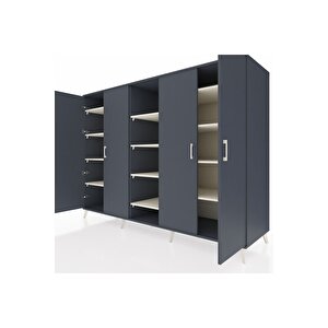 Kronos Dolap 12 Raflı 4 Kapaklı 220x59x163 Antrasit-antrasit/aytaşı