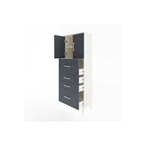 Arges Dolap 2 Raflı 4 Çekmeceli 2 Kapaklı 60x30x163 Aytaşı-antrasit