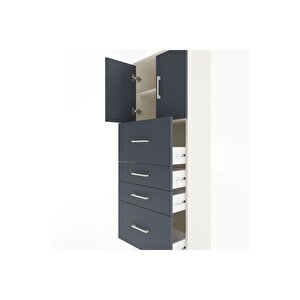 Arges Dolap 2 Raflı 4 Çekmeceli 2 Kapaklı 60x30x163 Aytaşı-antrasit