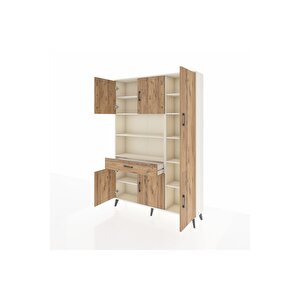 Arges Gardrop 10 Raflı Tek Çekmeceli 6 Kapaklı 132x30x195 Aytaşı-çam