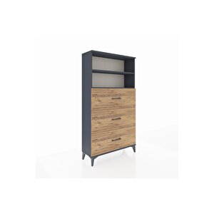 Arges Dolap 2 Raflı 3 Çekmeceli 88x30x163 Antrasit-çam