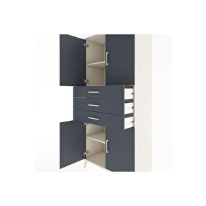 Hyperion Dolap 3 Raflı 3 Çekmeceli 4 Kapaklı 88x44x195 Aytaşı-antrasit