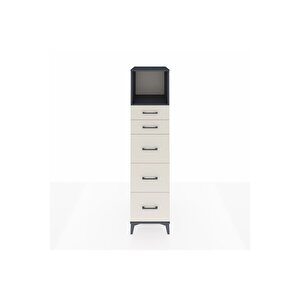 Kronos Dolap Tek Raflı 5 Çekmeceli 44x59x182 Antrasit-aytaşı