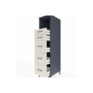 Kronos Dolap Tek Raflı 5 Çekmeceli 44x59x182 Antrasit-aytaşı