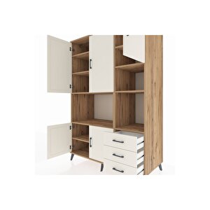 Kronos Dolap 9 Raflı 3 Çekmeceli 5 Kapaklı 132x59x195 Çam-aytaşı/aytaşı